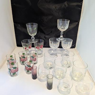 Ambassador Cut Vertical & Swags Also Hand Painted & Etched Glasses #4 (DR)