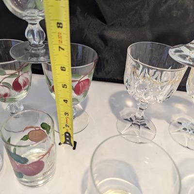 Ambassador Cut Vertical & Swags Also Hand Painted & Etched Glasses #4 (DR)