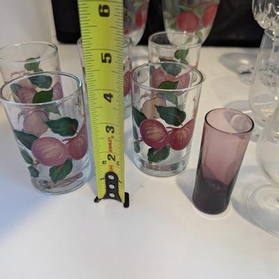 Ambassador Cut Vertical & Swags Also Hand Painted & Etched Glasses #4 (DR)