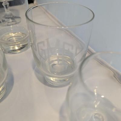 Ambassador Cut Vertical & Swags Also Hand Painted & Etched Glasses #4 (DR)