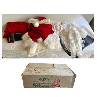 G1045 Vintage Full Cosplay Santa Claus Costume with Original Box