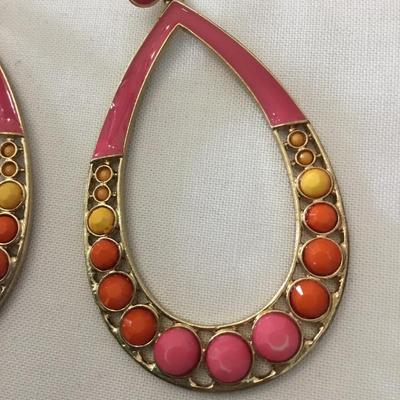 Super cute, enameled, gold, toned, large statement earring