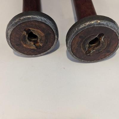 Vintage Primitive Wooden Candle Holders (DR)