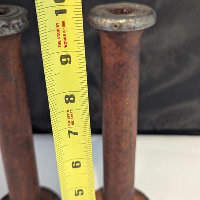 Vintage Primitive Wooden Candle Holders (DR)