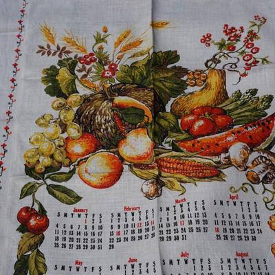 GROUPING OF EIGHT CALENDAR DISH TOWEL. 1957-1970