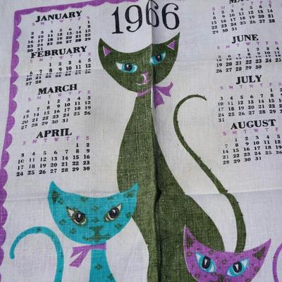 GROUPING OF EIGHT CALENDAR DISH TOWEL. 1957-1970