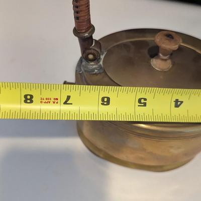 Vintage Hammered Copper Kettle With Rattan Handle #7 (DR)