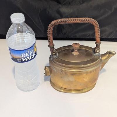 Vintage Hammered Copper Kettle With Rattan Handle #7 (DR)