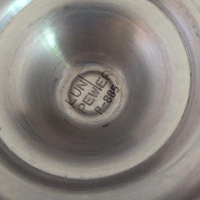 New England Flaky Pie Crust Plate Ovaltine Shaker Lun Pewter K.E.R Sweden Enamel Pot #8 (DR)
