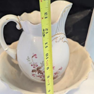 Vintage Ironstone Floral Pitcher & Basin (DR)