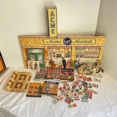 G1061 Vintage 1940’s Acme Super Markets Cardboard Toy Store Front