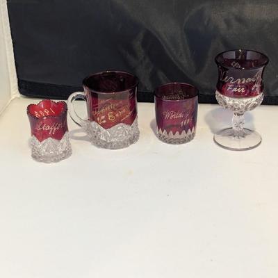 Fair & Expo Ruby Red Flash Collectible Memorabilia Glasses Late 1800's & Early 1900's #12 (DR)