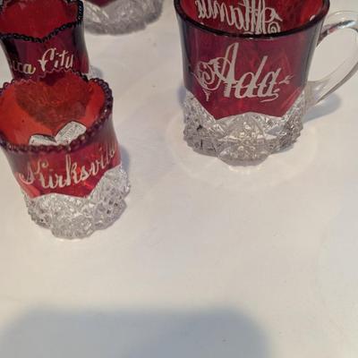 Souvenir City & States Ruby Red Flash Collectible Memorabilia Glasses Early 1900's #13 (DR)