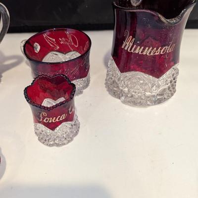 Souvenir City & States Ruby Red Flash Collectible Memorabilia Glasses Early 1900's #13 (DR)