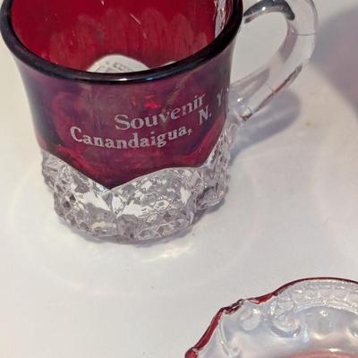 Souvenir City & States Ruby Red Flash Collectible Memorabilia Glasses Early 1900's #13 (DR)