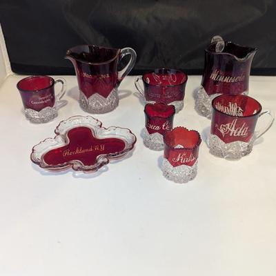 Souvenir City & States Ruby Red Flash Collectible Memorabilia Glasses Early 1900's #13 (DR)