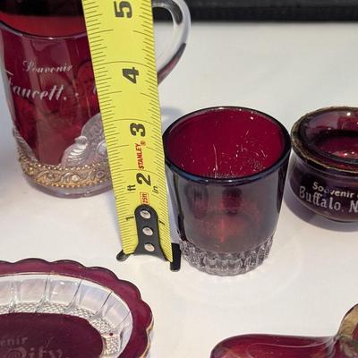 Souvenir City & States Ruby Red Flash Collectible Memorabilia Glasses Early 1900's #14 (DR)