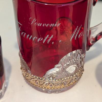 Souvenir City & States Ruby Red Flash Collectible Memorabilia Glasses Early 1900's #14 (DR)