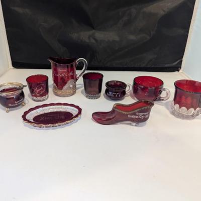 Souvenir City & States Ruby Red Flash Collectible Memorabilia Glasses Early 1900's #14 (DR)