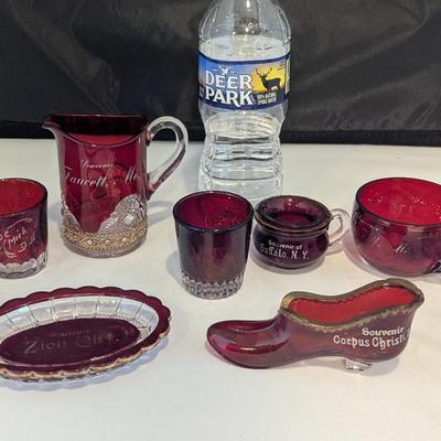 Souvenir City & States Ruby Red Flash Collectible Memorabilia Glasses Early 1900's #14 (DR)