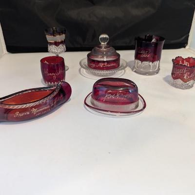 Ruby Red Flash Collectible Memorabilia Glasses Early 1900's #15 (DR)