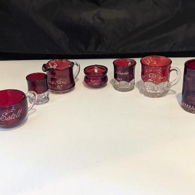 Ruby Red Flash Collectible Memorabilia Glasses Early 1900's #16 (DR)