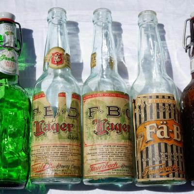 VINTAGE FAUBERBACH BOTTLES 1930'S & 2 VINTAGE GROLSCH BOTTLES
