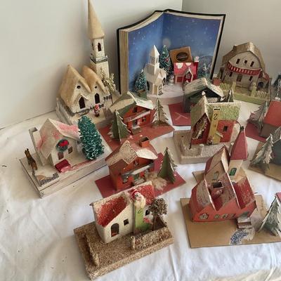 G1070 Lot of Vintage Paper Maché Houses