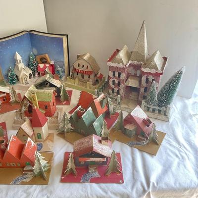 G1070 Lot of Vintage Paper Maché Houses