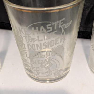 Vintage Stenciled Glassware With Gold Trim Set #17 (DR)