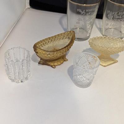 Vintage Stenciled Glassware With Gold Trim Set #17 (DR)