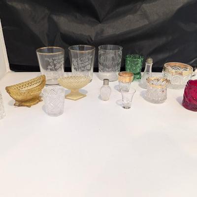 Vintage Stenciled Glassware With Gold Trim Set #17 (DR)