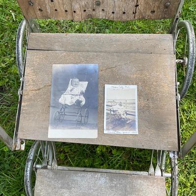 G1094 Antique Baby Stroller with Vintage Bassinet