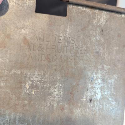 Primitive Wilder's Meat & Fruit Press Pat. 1906 #19 (DR)