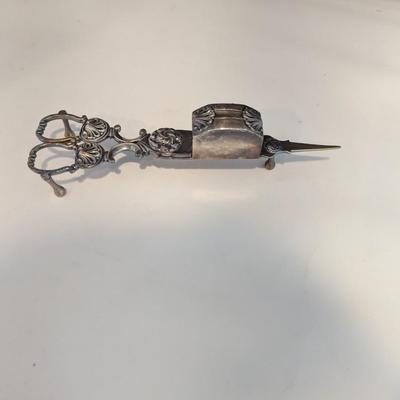 Antique Silver Plate Candle Snuffer Wick Trimmer #20 (DR)