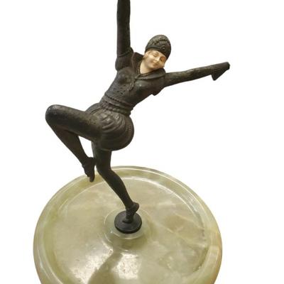 Sale Photo Thumbnail #7: Statue Art Deco bronze sculpture $275
of a dancer by Austrian artist 
Josef Lorenzl with green onyx base $275