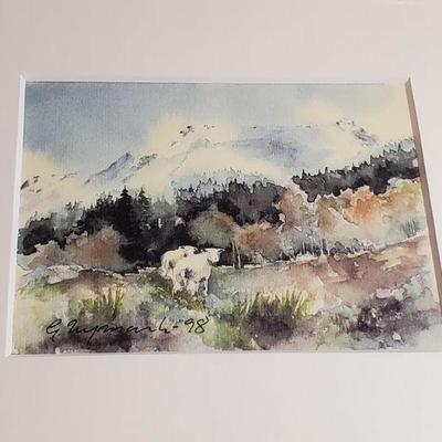 Sale Photo Thumbnail #128: Small watercolor of sheep 