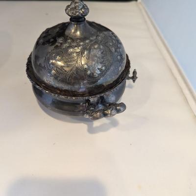 Stylish Antique Butter Dishes 1 - Aurora Silver Plate Butter Server 0293 (DR)