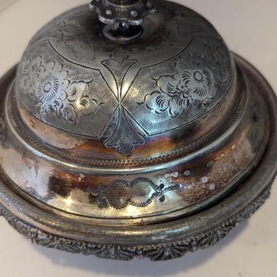 Stylish Antique Butter Dishes 1 - Aurora Silver Plate Butter Server 0293 (DR)