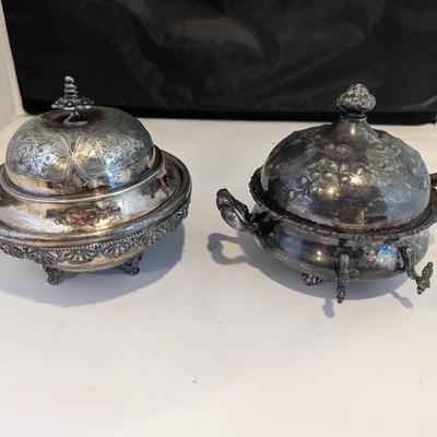 Stylish Antique Butter Dishes 1 - Aurora Silver Plate Butter Server 0293 (DR)