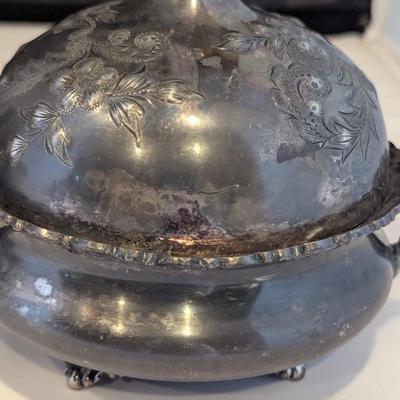 Stylish Antique Butter Dishes 1 - Aurora Silver Plate Butter Server 0293 (DR)