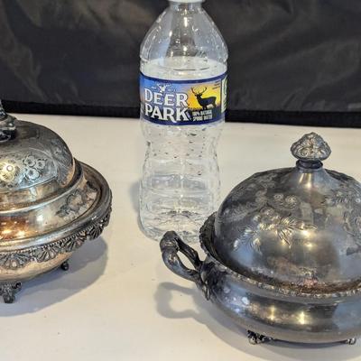Stylish Antique Butter Dishes 1 - Aurora Silver Plate Butter Server 0293 (DR)