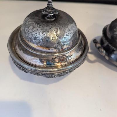 Stylish Antique Butter Dishes 1 - Aurora Silver Plate Butter Server 0293 (DR)