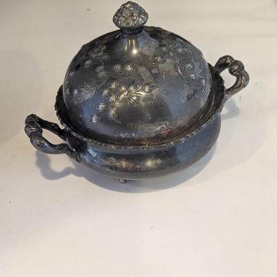 Stylish Antique Butter Dishes 1 - Aurora Silver Plate Butter Server 0293 (DR)