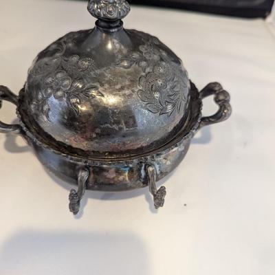 Stylish Antique Butter Dishes 1 - Aurora Silver Plate Butter Server 0293 (DR)