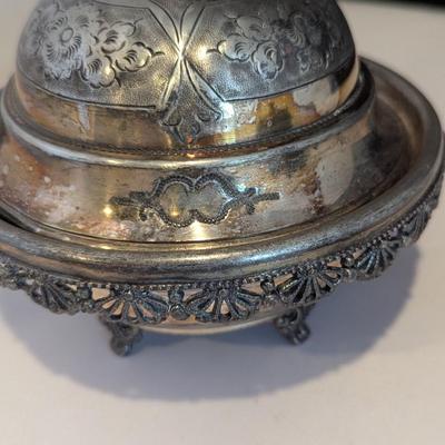 Stylish Antique Butter Dishes 1 - Aurora Silver Plate Butter Server 0293 (DR)