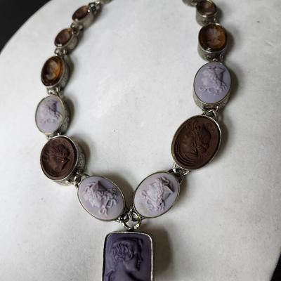 Antique Stone Cameo Necklace