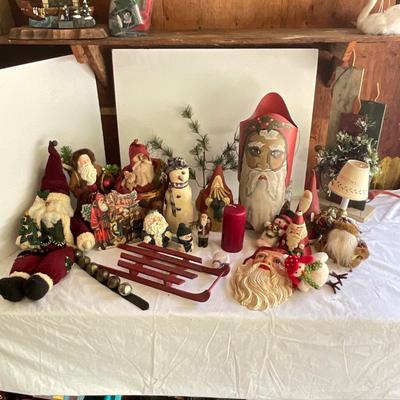 G1133 Lot of Old Country Santa Collectibles and Home Decor