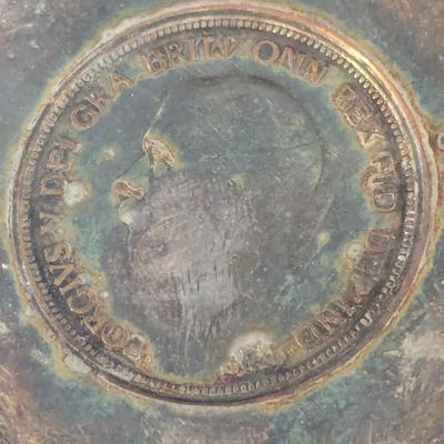 1928 Great Britain United Kingdom UK King GEORGE V Antique OLD Penny Coin Trinket Dish #24 (DR)