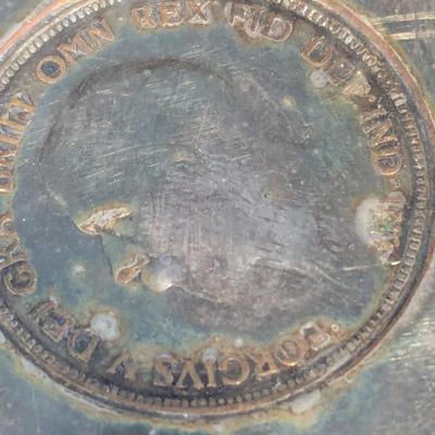 1928 Great Britain United Kingdom UK King GEORGE V Antique OLD Penny Coin Trinket Dish #24 (DR)